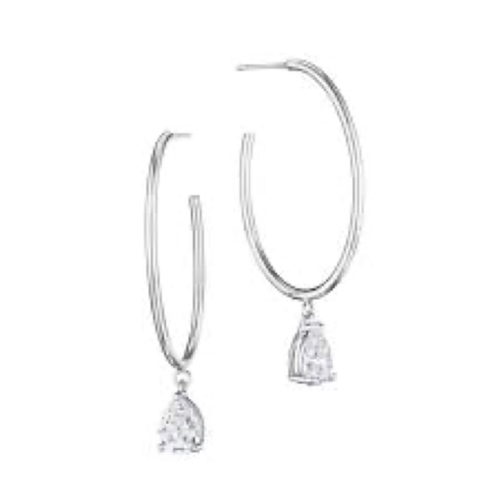 Jennifer Miller 14K Gold-Plated Oval Hoop Drop Earrings